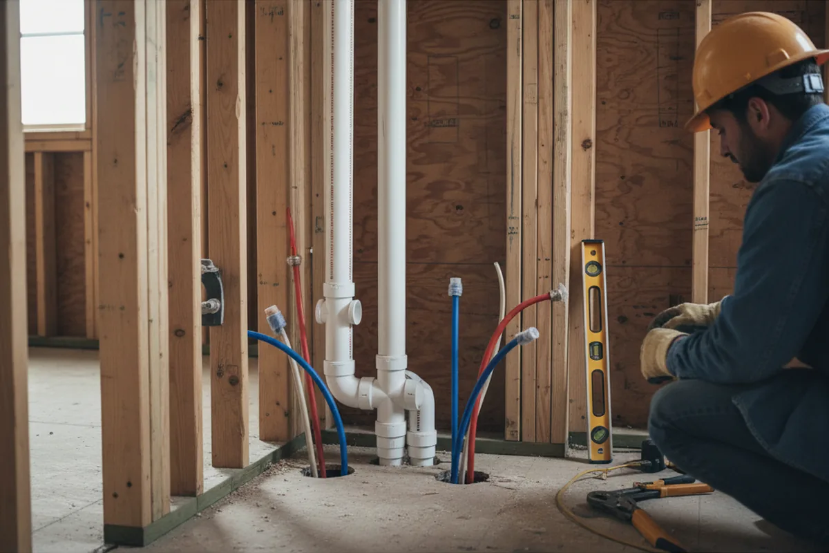 Drain and supply rough-in during Sump Pump Repair in Lynn Haven