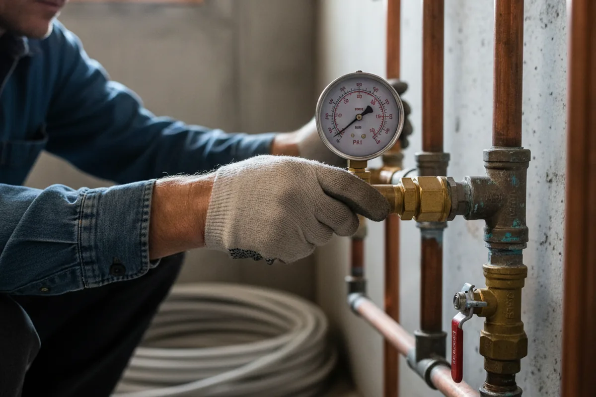 Pressure testing a repaired line during Water Line Repair in Lynn Haven